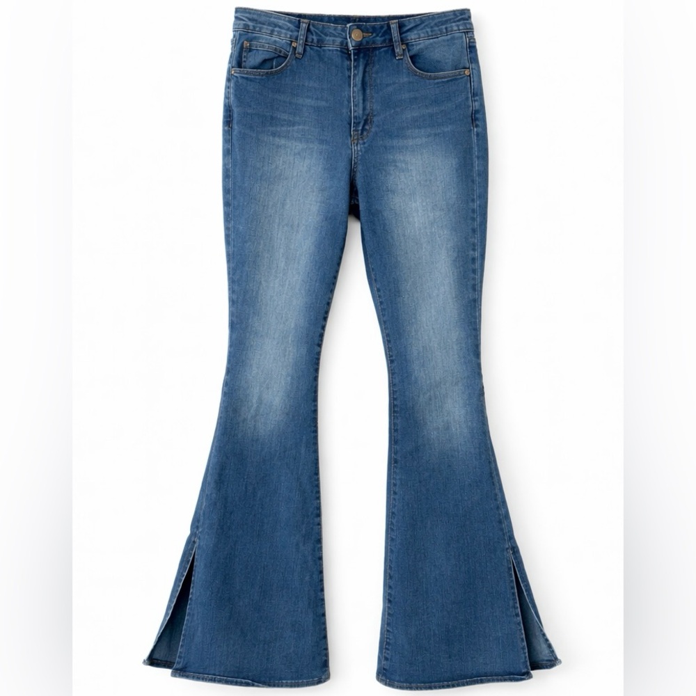 Articles of Society Split Hem Flare Jeans Size 5 Medium Wash Y2K
